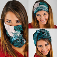 Teal Galaxy Polynesia Tribal Octopus Tattoo Neck Gaiter Pikake Lei Polynesian Pattern