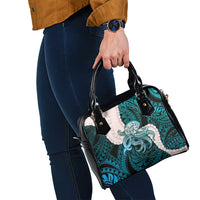 Teal Galaxy Polynesia Tribal Octopus Tattoo Shoulder Handbag Pikake Lei Polynesian Pattern