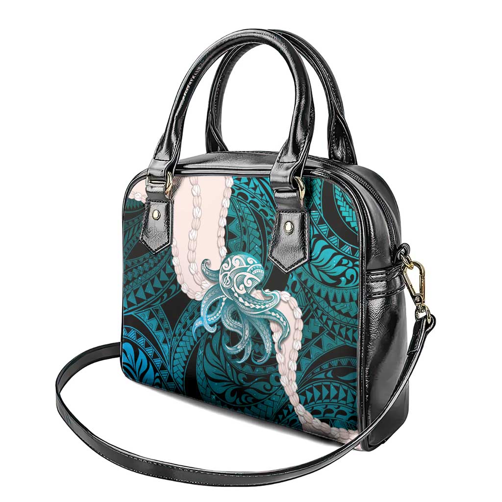Teal Galaxy Polynesia Tribal Octopus Tattoo Shoulder Handbag Pikake Lei Polynesian Pattern