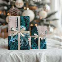 Teal Galaxy Polynesia Tribal Octopus Tattoo Wrapping Paper Pikake Lei Polynesian Pattern