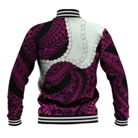Pink Galaxy Polynesia Tribal Octopus Tattoo Baseball Jacket Pikake Lei Polynesian Pattern