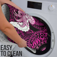 Pink Galaxy Polynesia Tribal Octopus Tattoo Bathroom Set Pikake Lei Polynesian Pattern