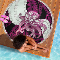 Pink Galaxy Polynesia Tribal Octopus Tattoo Beach Blanket Pikake Lei Polynesian Pattern
