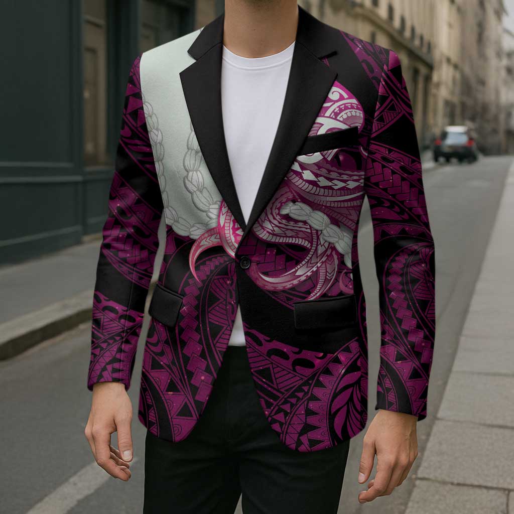 Pink Galaxy Polynesia Tribal Octopus Tattoo Blazer Pikake Lei Polynesian Pattern