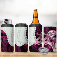 Pink Galaxy Polynesia Tribal Octopus Tattoo 4 in 1 Can Cooler Tumbler Pikake Lei Polynesian Pattern