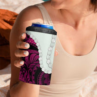 Pink Galaxy Polynesia Tribal Octopus Tattoo 4 in 1 Can Cooler Tumbler Pikake Lei Polynesian Pattern