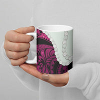 Pink Galaxy Polynesia Tribal Octopus Tattoo Ceramic Mug Pikake Lei Polynesian Pattern