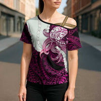Pink Galaxy Polynesia Tribal Octopus Tattoo Cross Shoulder Shirt Pikake Lei Polynesian Pattern