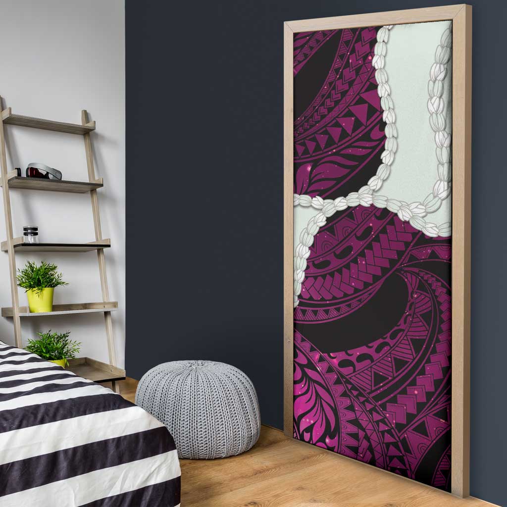Pink Galaxy Polynesia Tribal Octopus Tattoo Door Cover Pikake Lei Polynesian Pattern