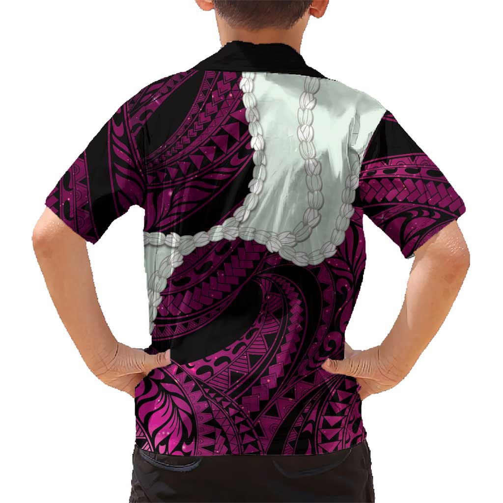 Pink Galaxy Polynesia Tribal Octopus Tattoo Family Matching Long Sleeve Bodycon Dress and Hawaiian Shirt Pikake Lei Polynesian Pattern