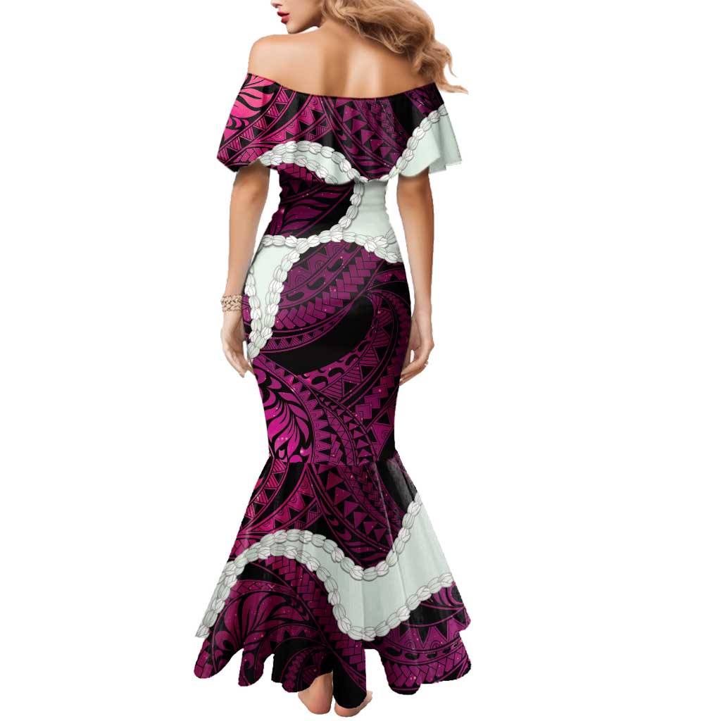 Pink Galaxy Polynesia Tribal Octopus Tattoo Family Matching Mermaid Dress and Hawaiian Shirt Pikake Lei Polynesian Pattern