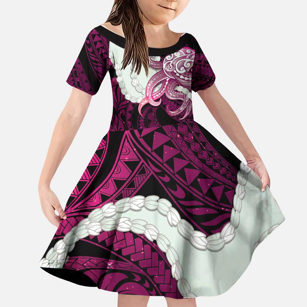 Pink Galaxy Polynesia Tribal Octopus Tattoo Family Matching Puletasi and Hawaiian Shirt Pikake Lei Polynesian Pattern