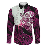 Pink Galaxy Polynesia Tribal Octopus Tattoo Family Matching Summer Maxi Dress and Hawaiian Shirt Pikake Lei Polynesian Pattern