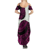 Pink Galaxy Polynesia Tribal Octopus Tattoo Family Matching Summer Maxi Dress and Hawaiian Shirt Pikake Lei Polynesian Pattern