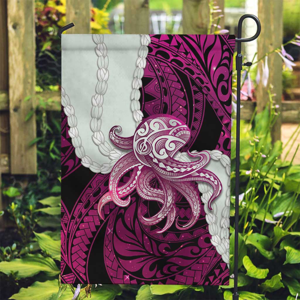 Pink Galaxy Polynesia Tribal Octopus Tattoo Garden Flag Pikake Lei Polynesian Pattern