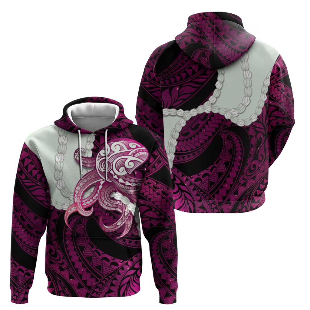 Pink Galaxy Polynesia Tribal Octopus Tattoo Hoodie Pikake Lei Polynesian Pattern