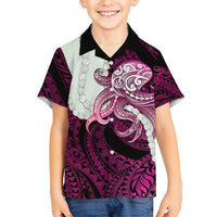 Pink Galaxy Polynesia Tribal Octopus Tattoo Kid Hawaiian Shirt Pikake Lei Polynesian Pattern