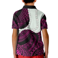 Pink Galaxy Polynesia Tribal Octopus Tattoo Kid Polo Shirt Pikake Lei Polynesian Pattern