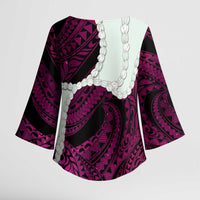 Pink Galaxy Polynesia Tribal Octopus Tattoo Kimono Sleeve Blouse Pikake Lei Polynesian Pattern