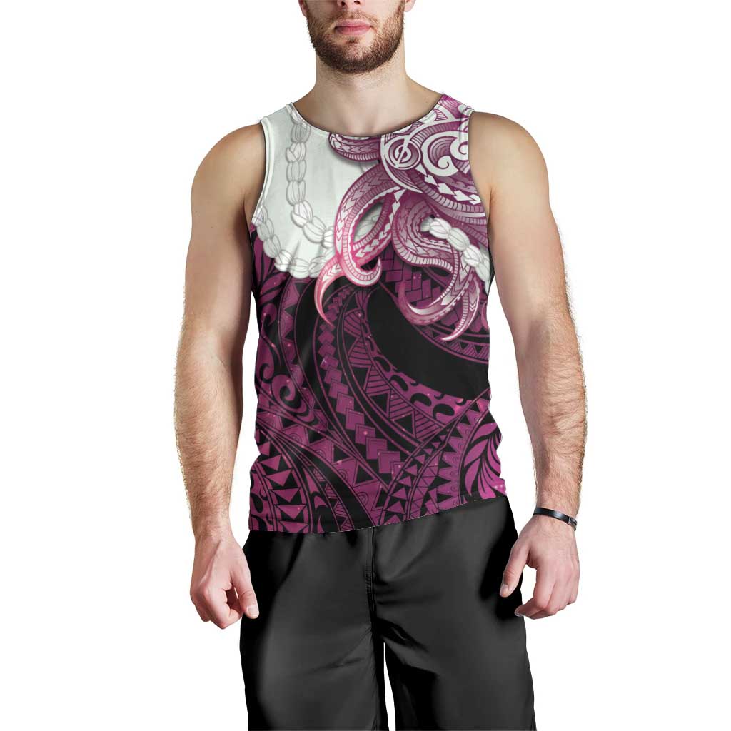 Pink Galaxy Polynesia Tribal Octopus Tattoo Men Tank Top Pikake Lei Polynesian Pattern