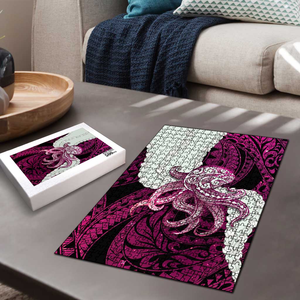 Pink Galaxy Polynesia Tribal Octopus Tattoo Puzzle Pikake Lei Polynesian Pattern
