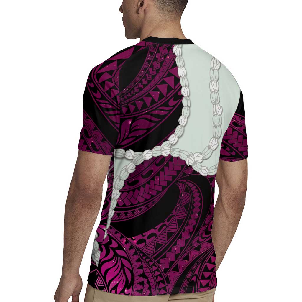 Pink Galaxy Polynesia Tribal Octopus Tattoo Rugby Jersey Pikake Lei Polynesian Pattern
