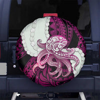 Pink Galaxy Polynesia Tribal Octopus Tattoo Spare Tire Cover Pikake Lei Polynesian Pattern