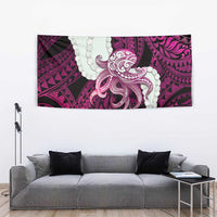Pink Galaxy Polynesia Tribal Octopus Tattoo Tapestry Pikake Lei Polynesian Pattern