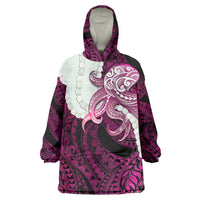 Pink Galaxy Polynesia Tribal Octopus Tattoo Wearable Blanket Hoodie Pikake Lei Polynesian Pattern