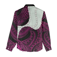 Pink Galaxy Polynesia Tribal Octopus Tattoo Women Casual Shirt Pikake Lei Polynesian Pattern