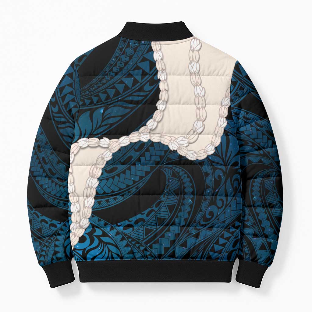 Blue Galaxy Polynesia Tribal Octopus Tattoo Bomber Puffer Jacket Pikake Lei Polynesian Pattern