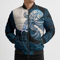 Blue Galaxy Polynesia Tribal Octopus Tattoo Bomber Puffer Jacket Pikake Lei Polynesian Pattern