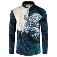 Blue Galaxy Polynesia Tribal Octopus Tattoo Button Sweatshirt Pikake Lei Polynesian Pattern