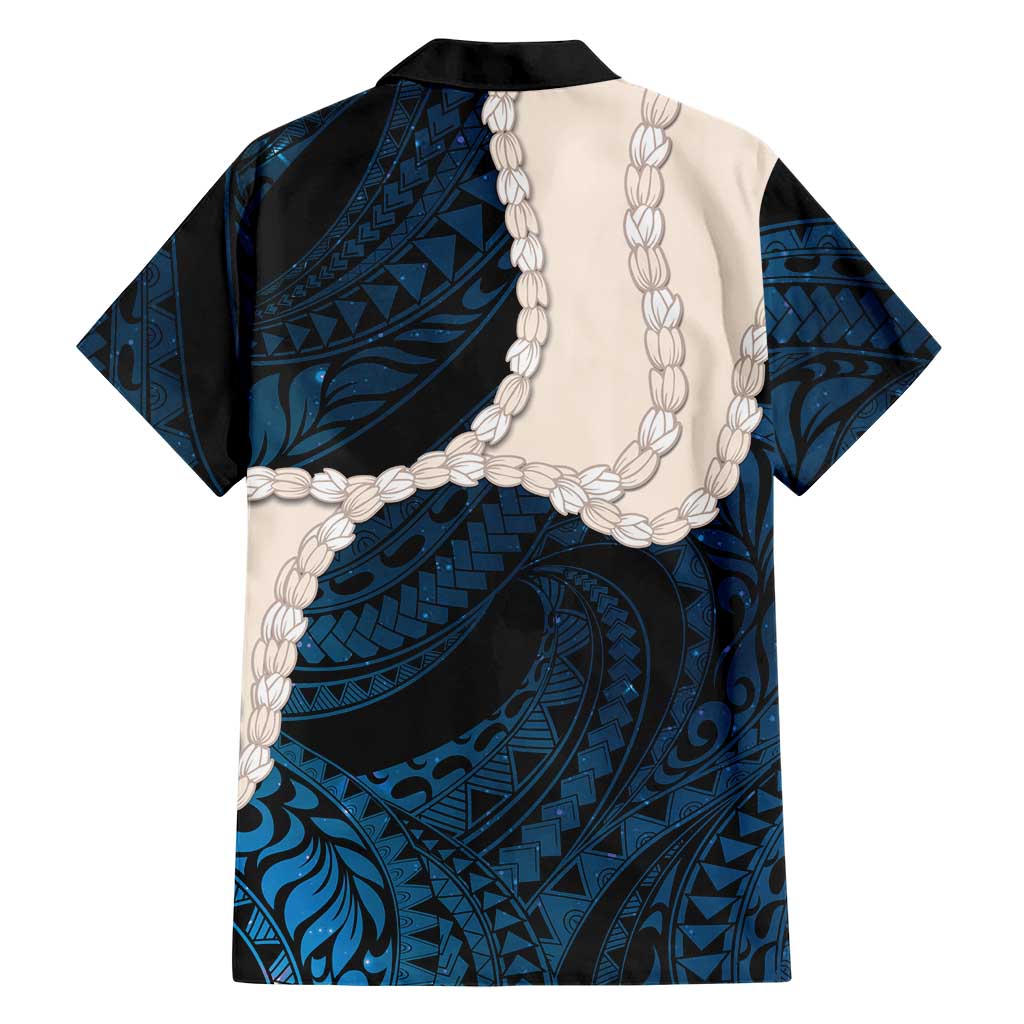 Blue Galaxy Polynesia Tribal Octopus Tattoo Family Matching Long Sleeve Bodycon Dress and Hawaiian Shirt Pikake Lei Polynesian Pattern