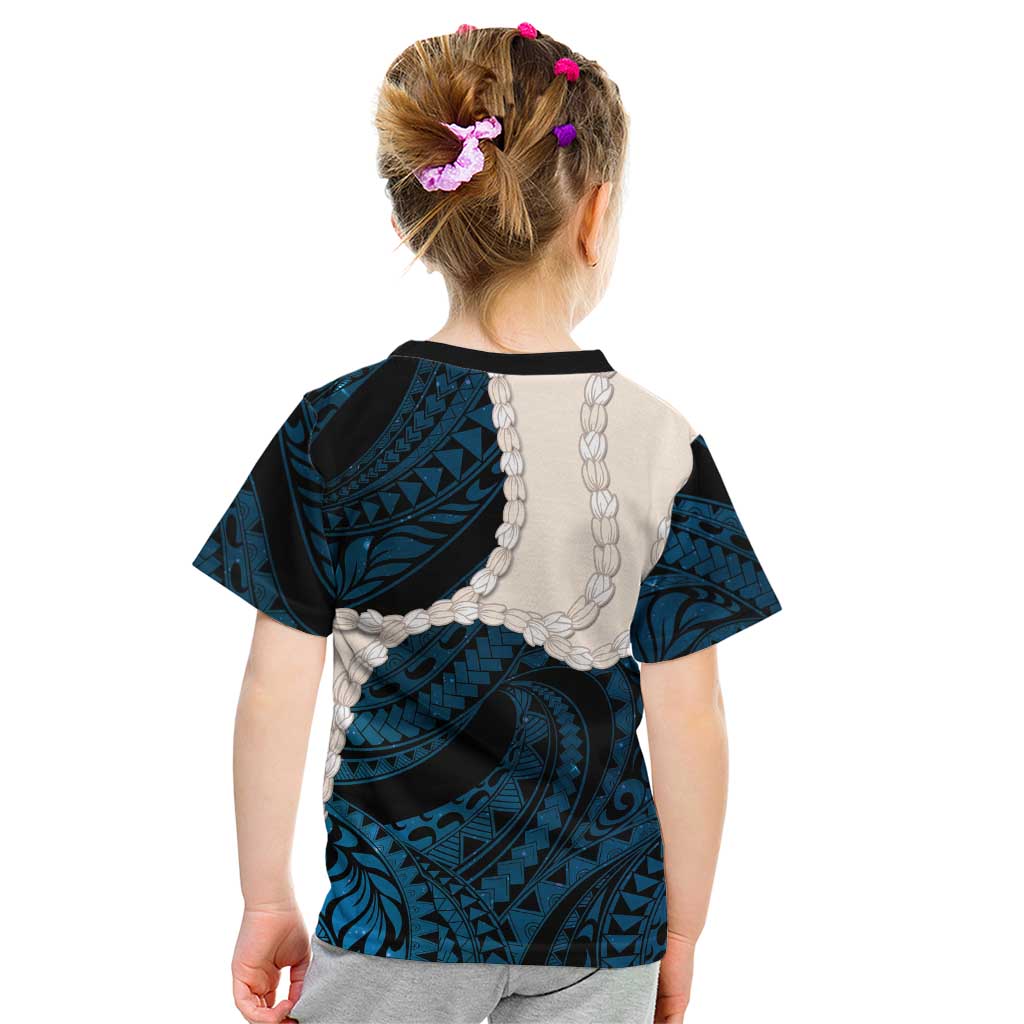 Blue Galaxy Polynesia Tribal Octopus Tattoo Kid T Shirt Pikake Lei Polynesian Pattern