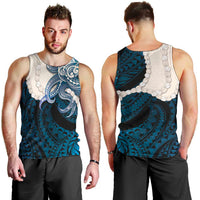 Blue Galaxy Polynesia Tribal Octopus Tattoo Men Tank Top Pikake Lei Polynesian Pattern