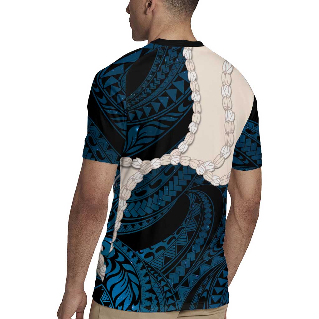Blue Galaxy Polynesia Tribal Octopus Tattoo Rugby Jersey Pikake Lei Polynesian Pattern
