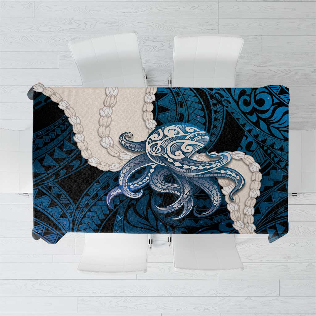 Blue Galaxy Polynesia Tribal Octopus Tattoo Tablecloth Pikake Lei Polynesian Pattern