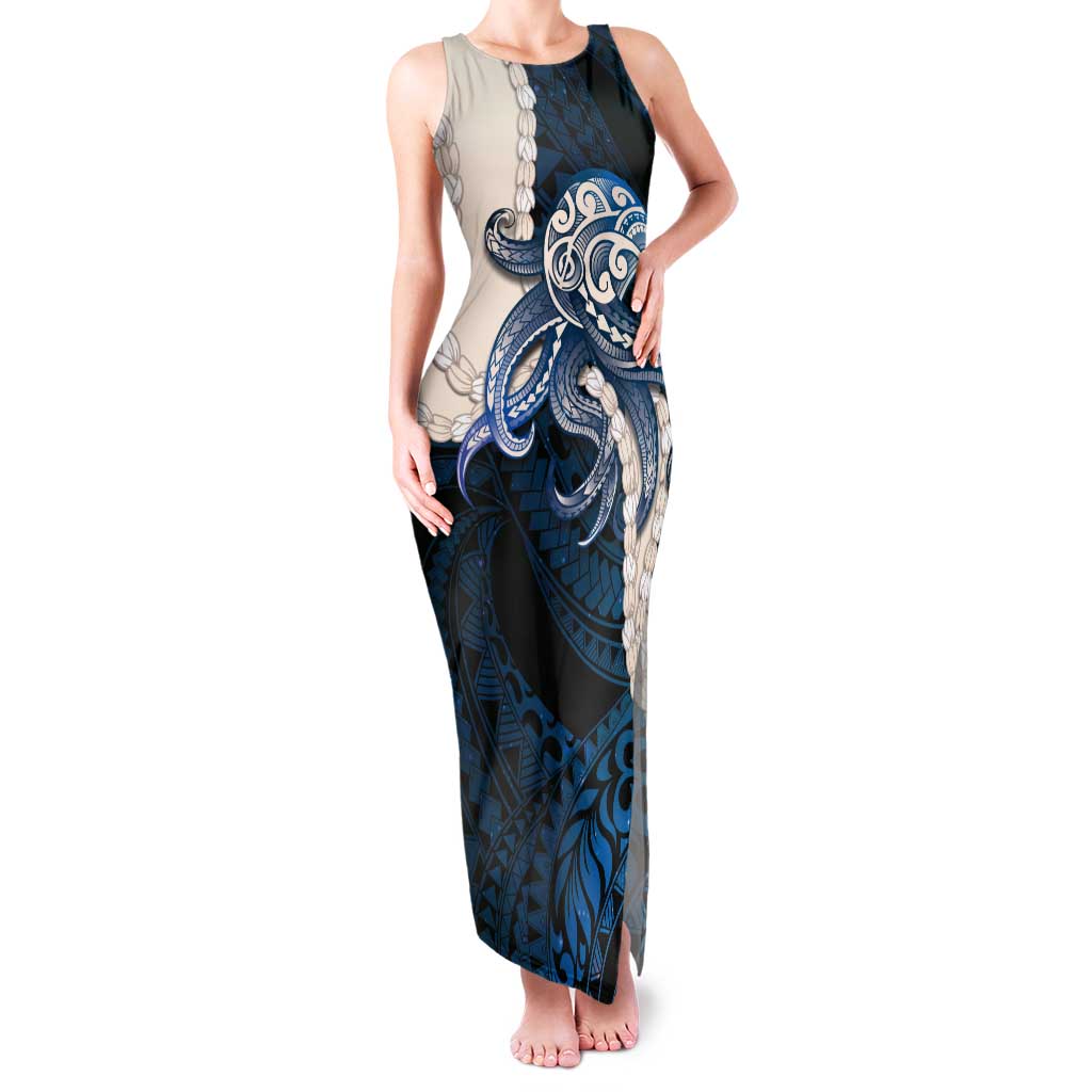 Blue Galaxy Polynesia Tribal Octopus Tattoo Tank Maxi Dress Pikake Lei Polynesian Pattern