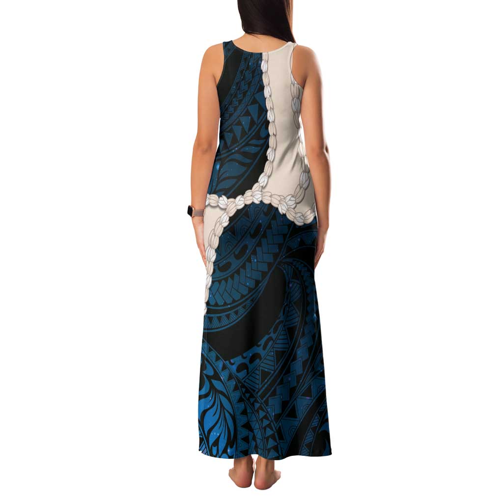 Blue Galaxy Polynesia Tribal Octopus Tattoo Tank Maxi Dress Pikake Lei Polynesian Pattern