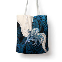 Blue Galaxy Polynesia Tribal Octopus Tattoo Tote Bag Pikake Lei Polynesian Pattern