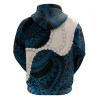 Blue Galaxy Polynesia Tribal Octopus Tattoo Zip Hoodie Pikake Lei Polynesian Pattern