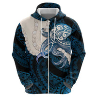 Blue Galaxy Polynesia Tribal Octopus Tattoo Zip Hoodie Pikake Lei Polynesian Pattern