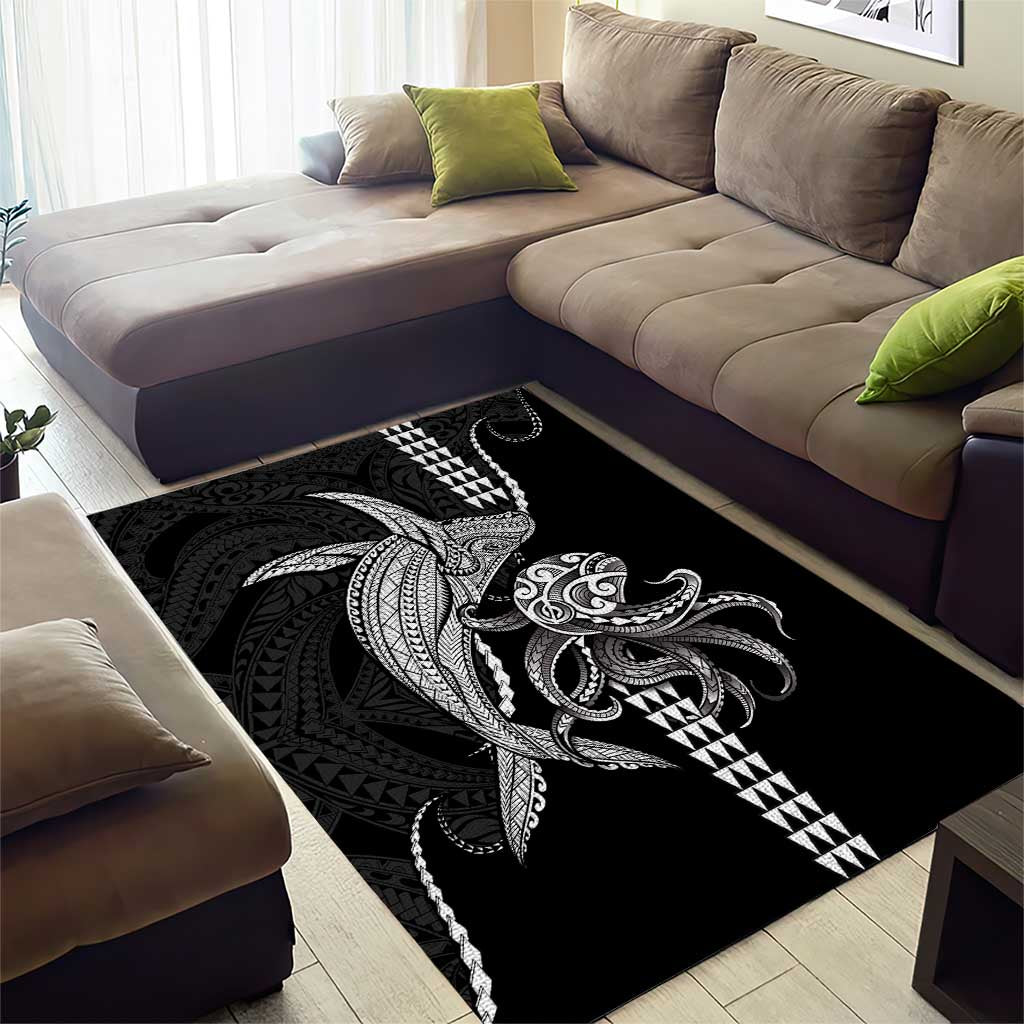 Kanaloa Aloha Hawaii Area Rug Humpback Whale Octopus Tattoo Kakau Pattern