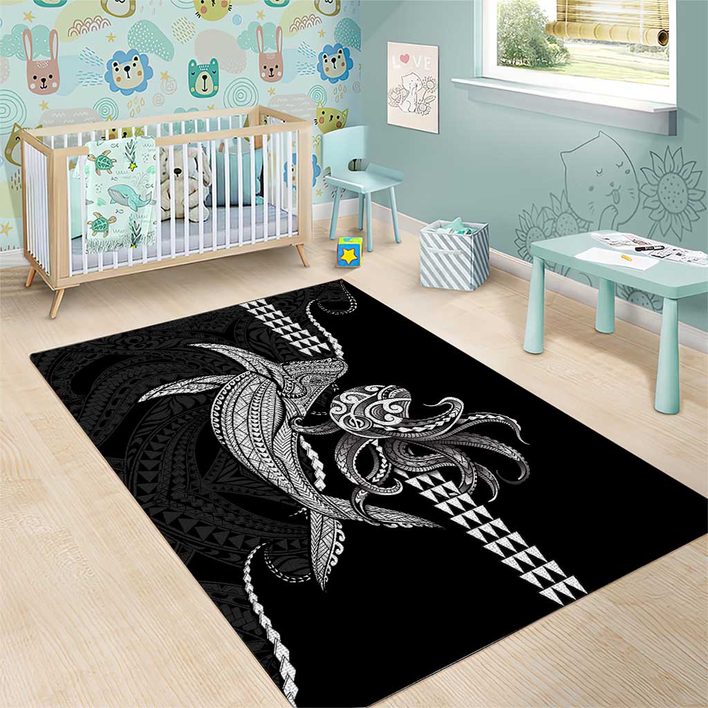 Kanaloa Aloha Hawaii Area Rug Humpback Whale Octopus Tattoo Kakau Pattern