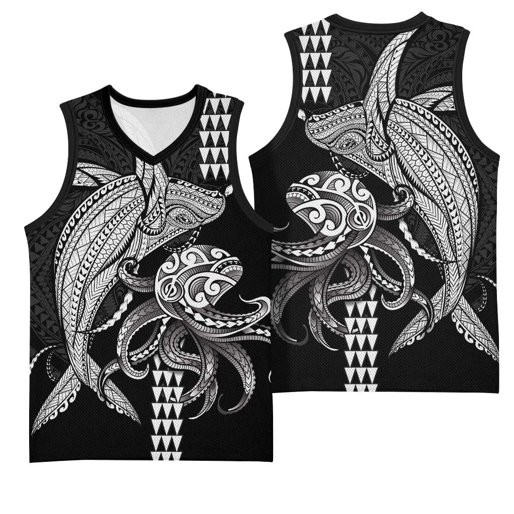 Kanaloa Aloha Hawaii Basketball Jersey Humpback Whale Octopus Tattoo Kakau Pattern