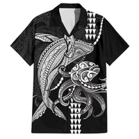 Kanaloa Aloha Hawaii Family Matching Mermaid Dress and Hawaiian Shirt Humpback Whale Octopus Tattoo Kakau Pattern LT14 Dad's Shirt - Short Sleeve Black - Polynesian Pride