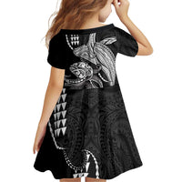 Kanaloa Aloha Hawaii Family Matching Summer Maxi Dress and Hawaiian Shirt Humpback Whale Octopus Tattoo Kakau Pattern LT14 - Polynesian Pride