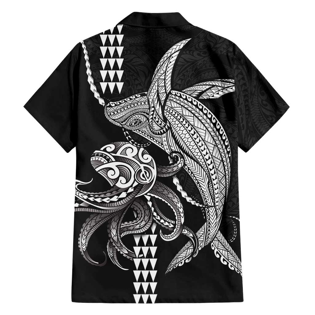 Kanaloa Aloha Hawaii Family Matching Summer Maxi Dress and Hawaiian Shirt Humpback Whale Octopus Tattoo Kakau Pattern LT14 - Polynesian Pride