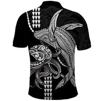 Kanaloa Aloha Hawaii Polo Shirt Humpback Whale Octopus Tattoo Kakau Pattern